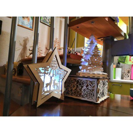 طرح چراغ خواب برش خورده به شکل ستاره المپ قالب - laser cut nightlight star shape lamp template ve - برای دستگاه CNC چوب و لیزر (سی ان سی)