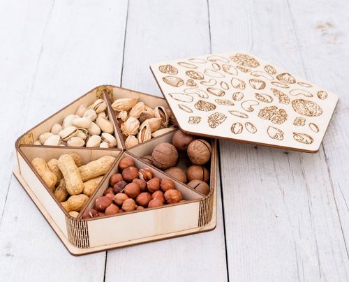طرح جعبه مهره برش لیزری - laser cut nut box layout ve - برای دستگاه CNC چوب و لیزر (سی ان سی)