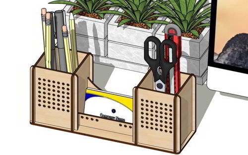 طرح laser-cut-office-desk-organizer-wooden-pen-holder-pencil-stand-business-card-holder-3mm-ve