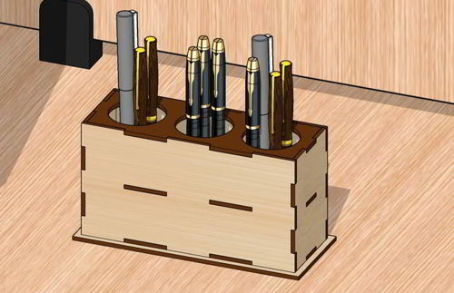 طرح جاقلمی میز اداری برش لیزری - laser cut office desk pen holder ve - برای دستگاه CNC چوب و لیزر (سی ان سی)