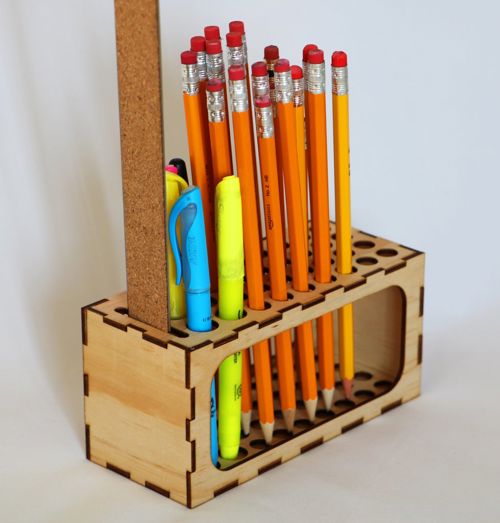 طرح برش لیزری دفتر میز خودکار خط‌کش جا مدادی میلی‌متری - laser cut office desk pen ruler pencil holder 3mm - برای دستگاه CNC چوب و لیزر (سی ان سی)