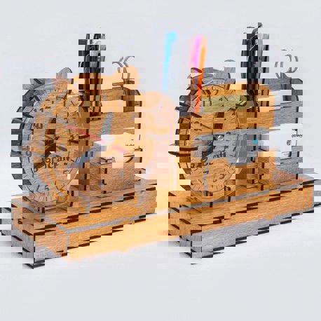 طرح برش لیزری سازماندهنده ساعت خودکار لغزش جای گیره - laser cut organizer clock pen slip pad holder - برای دستگاه CNC چوب و لیزر (سی ان سی)