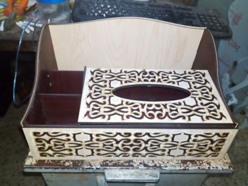 طرح سازمان‌دهنده برش لیزری با جعبه دستمال - laser cut organizer with tissue box - برای دستگاه CNC چوب و لیزر (سی ان سی)