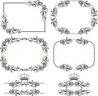 طرح برش لیزری تزئین حاشیه تنظیم - laser cut ornament border set ve - برای دستگاه CNC چوب و لیزر (سی ان سی)