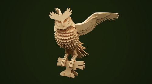 طرح جغد برش لیزری سه بعدی پازل - laser cut owl 3d puzzle - برای دستگاه CNC چوب و لیزر (سی ان سی)