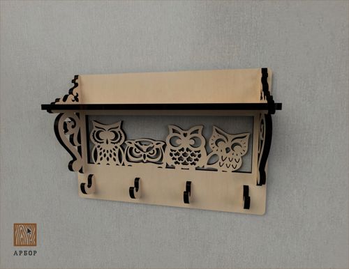 طرح قفسه دکوری جغد برش لیزری با آویز دیواری قاب - laser cut owl decor shelf with wall hanger ve - برای دستگاه CNC چوب و لیزر (سی ان سی)