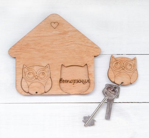 طرح برش لیزری دیواری جغد جاکلیدی - laser cut owl wall key holder - برای دستگاه CNC چوب و لیزر (سی ان سی)