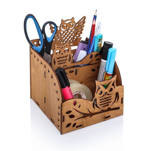طرح میز چوبی برش لیزری جغد چوبی سازماندهنده لوازم اداری قفسه نگهداری - laser cut owl wooden desktop organizer office supplies storage rack ve - برای دستگاه CNC چوب و لیزر (سی ان سی)