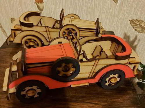 طرح مدل سه بعدی پازل چوبی پاکارد دوازده ماشین با برش لیزری - laser cut packard twelve car wood 3d model puzzle kit ve - برای دستگاه CNC چوب و لیزر (سی ان سی)