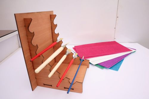 طرح برش لیزری رنگ قلم نگهدارنده سازماندهنده میلیمتری - laser cut paint brush holder organizer 3mm - برای دستگاه CNC چوب و لیزر (سی ان سی)