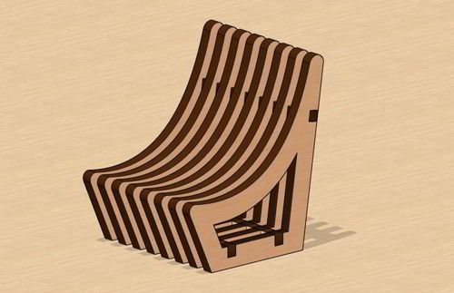 طرح صندلی پارامتری مینیاتوری برش لیزری - laser cut parametric miniature chair ve - برای دستگاه CNC چوب و لیزر (سی ان سی)