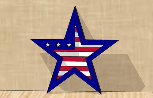 طرح برش لیزری میهن‌پرست ستاره لوگو نشان - laser cut patriotic star logo badge - برای دستگاه CNC چوب و لیزر (سی ان سی)