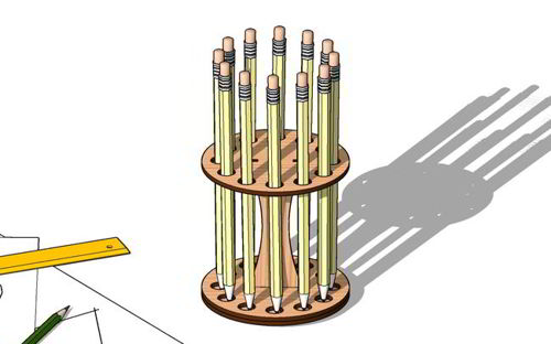 طرح جا مدادی برش لیزری نمایشگر - laser cut pencil holder display ve - برای دستگاه CNC چوب و لیزر (سی ان سی)