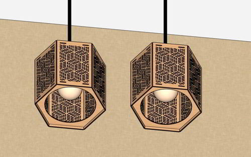 طرح چراغ آویز چوبی برش لیزری مدل BL 000 - laser cut pendant light wooden hanging lamp ve - برای دستگاه CNC چوب و لیزر (سی ان سی)
