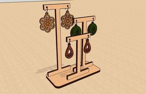 طرح آویز گوشواره برش لیزری پایه - laser cut pendants earrings stand - برای دستگاه CNC چوب و لیزر (سی ان سی)