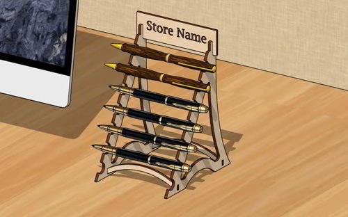 طرح قلم برش لیزری نمایشگر نگهدارنده مداد پایه برای فروشگاه mm - laser cut pen display holder pencil stand for shop 3mm ve - برای دستگاه CNC چوب و لیزر (سی ان سی)