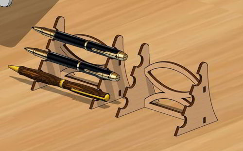 طرح قلم برش لیزری نمایشگر پایه مداد نگهدارنده میز سازماندهنده 3میلیمتری - laser cut pen display stand pencil holder desk organizer 3mm - برای دستگاه CNC چوب و لیزر (سی ان سی)