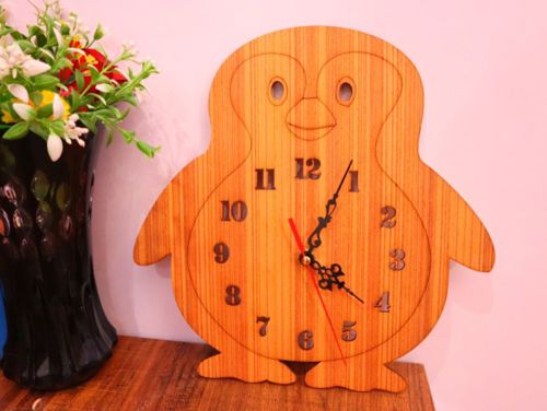 طرح ساعت دیواری پنگوئن برش لیزری - laser cut penguin wall clock ve - برای دستگاه CNC چوب و لیزر (سی ان سی)