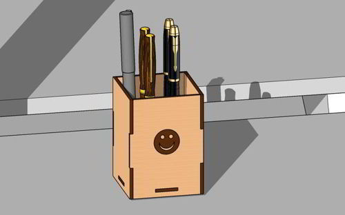 طرح طراحی جا قلمی برش لیزری اموجی امضا - laser cut pen holder design emoji sign ve - برای دستگاه CNC چوب و لیزر (سی ان سی)