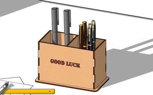 طرح برش لیزری جا قلمی هدیه - laser cut pen holder design gift ve - برای دستگاه CNC چوب و لیزر (سی ان سی)