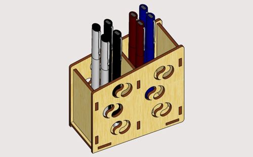 طرح جا قلمی برش لیزری میز سازماندهنده مداد چوبی پایه - laser cut pen holder desk organizer wood pencil stand ve - برای دستگاه CNC چوب و لیزر (سی ان سی)