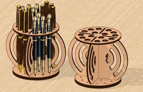 طرح جا قلمی برش لیزری میز اداری سازماندهنده - laser cut pen holder office desk organizer ve - برای دستگاه CNC چوب و لیزر (سی ان سی)