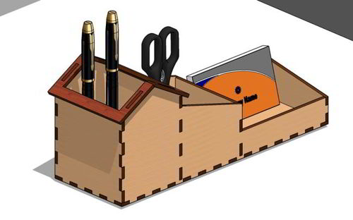 طرح برش لیزری قلم نگهدارنده لوازم التحریر پایه - laser cut pen holder stationery stand - برای دستگاه CNC چوب و لیزر (سی ان سی)