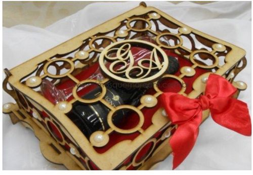 طرح جعبه بطری نوشابه عروسی شخصی‌سازی‌شده با برش لیزری - laser cut personalised wedding champagne box - برای دستگاه CNC چوب و لیزر (سی ان سی)