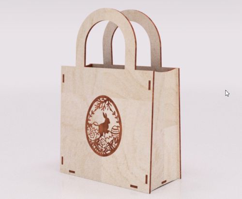 طرح کیف کادو شخصی برش لیزری کیف چوبی میلی‌متری - laser cut personalized gift bag wooden bag 4mm - برای دستگاه CNC چوب و لیزر (سی ان سی)