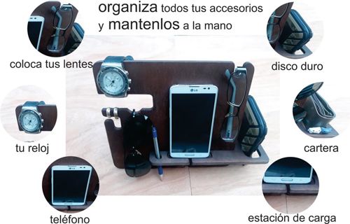 طرح laser-cut-phone-docking-station-glasses-holder-wallet-stand-watch-organizer-ve