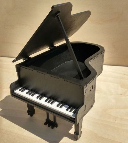 طرح جعبه پیانو برش لیزری عاشق موسیقی جعبه هدیه - laser cut piano box music lover gift box - برای دستگاه CNC چوب و لیزر (سی ان سی)