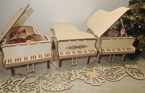 طرح جعبه موسیقی پیانو برش لیزری - laser cut piano music box ve - برای دستگاه CNC چوب و لیزر (سی ان سی)