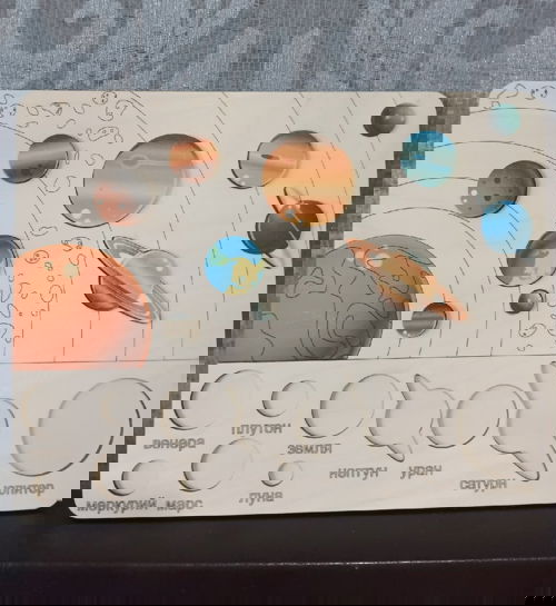 طرح پازل کودکانه سیارات برش لیزری منظومه شمسی مونتسوری اسباب‌بازی‌های - laser cut planets kid puzzle solar system montessori toys ve - برای دستگاه CNC چوب و لیزر (سی ان سی)