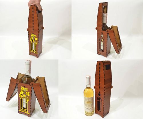 طرح برش لیزری پریمیوم نوشابه جعبه هدیه - laser cut premium wine gift box ve - برای دستگاه CNC چوب و لیزر (سی ان سی)