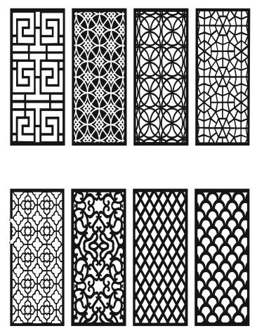 طرح laser-cut-privacy-indoor-panel-room-divider-seamless-floral-lattice-stencils-set