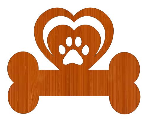 طرح پنجه توله برش لیزری روی استخوان قلب چوب تزئینات - laser cut puppy paw print in heart bone wood ornament ve - برای دستگاه CNC چوب و لیزر (سی ان سی)