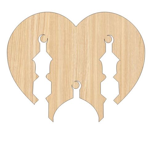 طرح برش لیزری رمضان کریم به شکل قلب چوبی - laser cut ramadan kareem heart shaped wooden cutout ve - برای دستگاه CNC چوب و لیزر (سی ان سی)