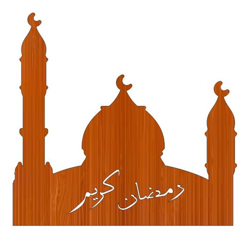 طرح دکوراسیون مسجد چوبی شکل برش لیزری رمضان مبارک - laser cut ramzan mubarak wooden mosque shaped decoration design ve - برای دستگاه CNC چوب و لیزر (سی ان سی)
