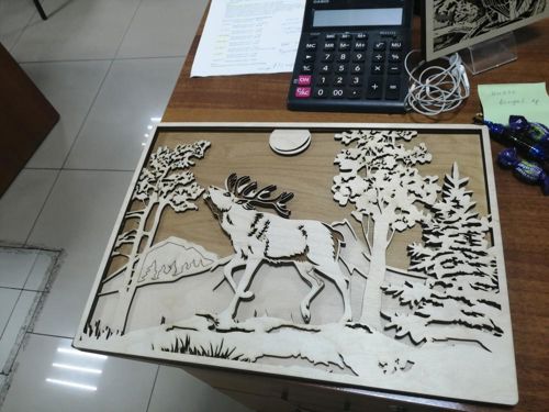طرح قالب هنری لایه برش لیزری گوزن قرمز - laser cut red deer layered art template ve - برای دستگاه CNC چوب و لیزر (سی ان سی)