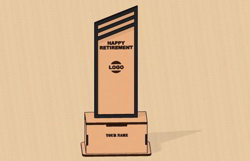 طرح جایزه بازنشستگی برش لیزری وی جی - laser cut retirement award trophy ve - برای دستگاه CNC چوب و لیزر (سی ان سی)