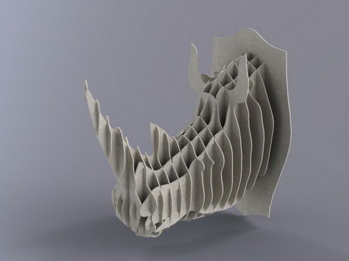 طرح برش لیزری سر کرگدن میلی متری - laser cut rhino head 4mm - برای دستگاه CNC چوب و لیزر (سی ان سی)