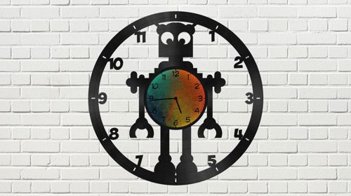 طرح ساعت ربات برش لیزری - laser cut robot clock ve - برای دستگاه CNC چوب و لیزر (سی ان سی)