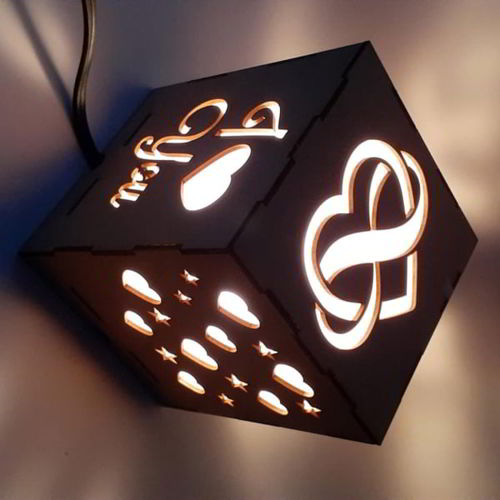 طرح برش لیزری رمانتیک چراغ شب عاشقانه جعبه لامپ زوج - laser cut romantic night light couple lamp box ve - برای دستگاه CNC چوب و لیزر (سی ان سی)