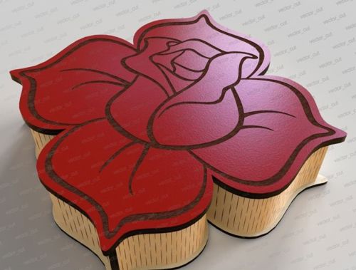 طرح جعبه گل رز برش لیزری 00 00 0mm - laser cut rose box 200x200x50mm - برای دستگاه CNC چوب و لیزر (سی ان سی)