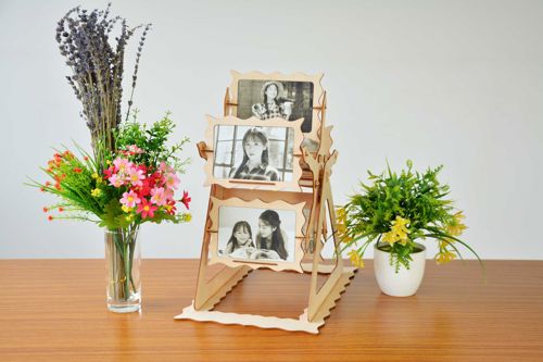 طرح قاب عکس چرخ و فلک چرخان برش لیزری - laser cut rotating ferris wheel photo frame ve - برای دستگاه CNC چوب و لیزر (سی ان سی)