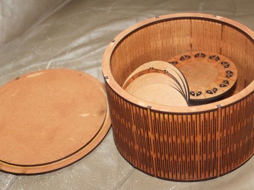 طرح جعبه گرد برش خورده با لیزر میلی متر قطر - laser cut round box 150mm dia ve - برای دستگاه CNC چوب و لیزر (سی ان سی)