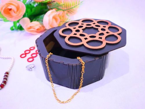 طرح جعبه جواهرات گرد برش لیزری میلی‌متری پوشش - laser cut round jewelry box 3mm ve - برای دستگاه CNC چوب و لیزر (سی ان سی)