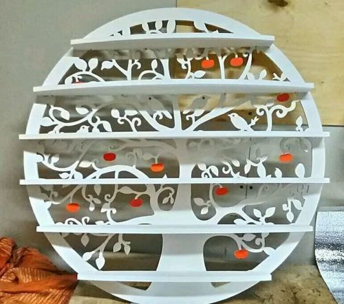 طرح قفسه دیواری گرد برش لیزری درخت و پرنده - laser cut round wall shelf tree and bird ve - برای دستگاه CNC چوب و لیزر (سی ان سی)