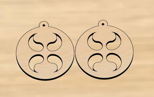 طرح گوشواره‌های چوبی گرد برش خورده با لیزر وی جی - laser cut round wooden dangle earrings ve - برای دستگاه CNC چوب و لیزر (سی ان سی)