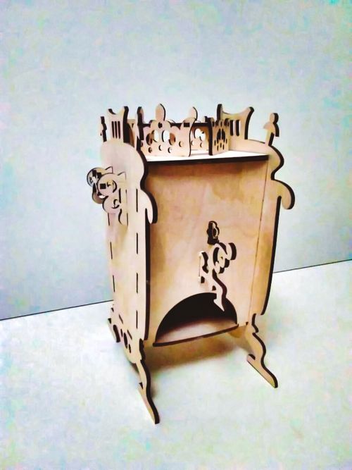 طرح برش لیزری سماور شکل چایخانه چای کیسه جعبه پخش - laser cut samovar shaped tea house tea bag dispenser box - برای دستگاه CNC چوب و لیزر (سی ان سی)